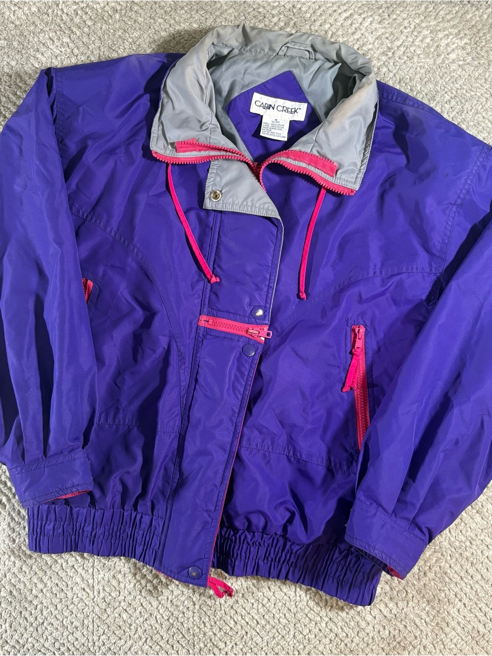 VTG Cabin Creek Mens M Shell Windbreaker Ski Jacket Coat Purple Nylon Retro 90’s